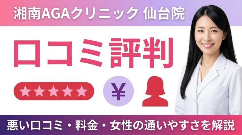 湘南AGAクリニック仙台院の口コミは悪い？良い評判・料金・アクセスまで解説