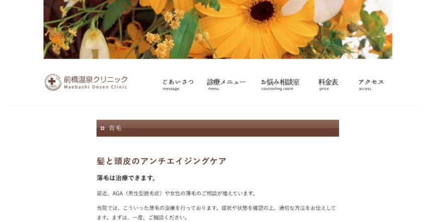 前橋温泉クリニック公式サイトのスクリーンショット